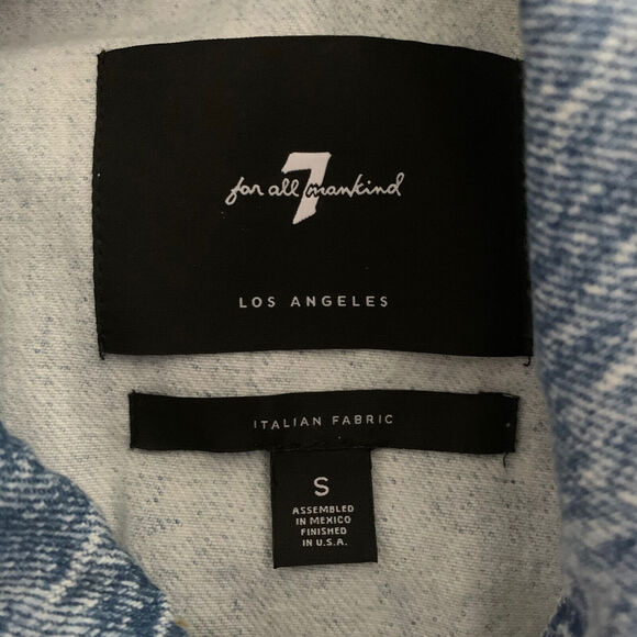 7 For All Mankind Womens S Denim Vest Two-Tone Blue Jean Cutoff Italian Fabric - Picture 2 of 7